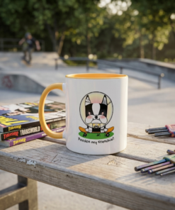monster spike ceramic mug tough cartoon dog design color rim handle coffee mug