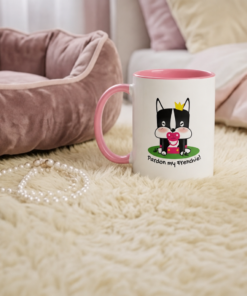 princess bean ceramic mug cute dog cozy design color rim handle coffee mug