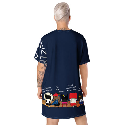 Women Tshirt dress navy back woman