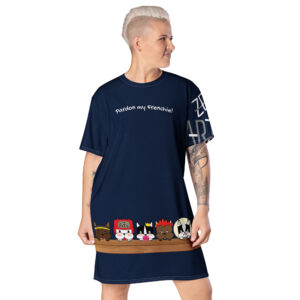 Women Tshirt dress navy front woman cover