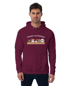 Unisex ECO Hoodie front burgundy man