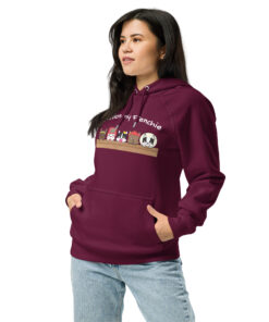 Unisex ECO Hoodie front burgundy woman