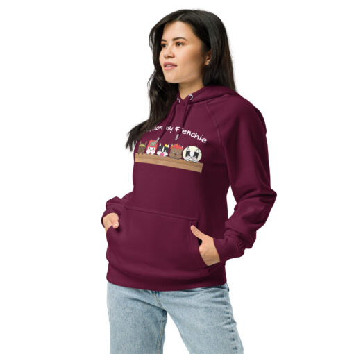 Unisex ECO Hoodie front burgundy woman