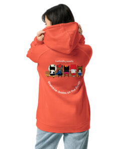 Unisex ECO Hoodie back orange woman