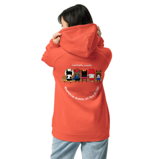 Unisex ECO Hoodie back orange woman