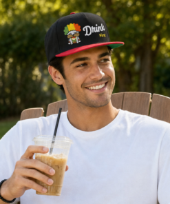 snax don flat bill cap drink first talk later embroidered cartoon hat streetwear style