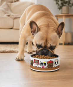 pardon my frenchie pet bowl stainless steel dog and cat bowl character design