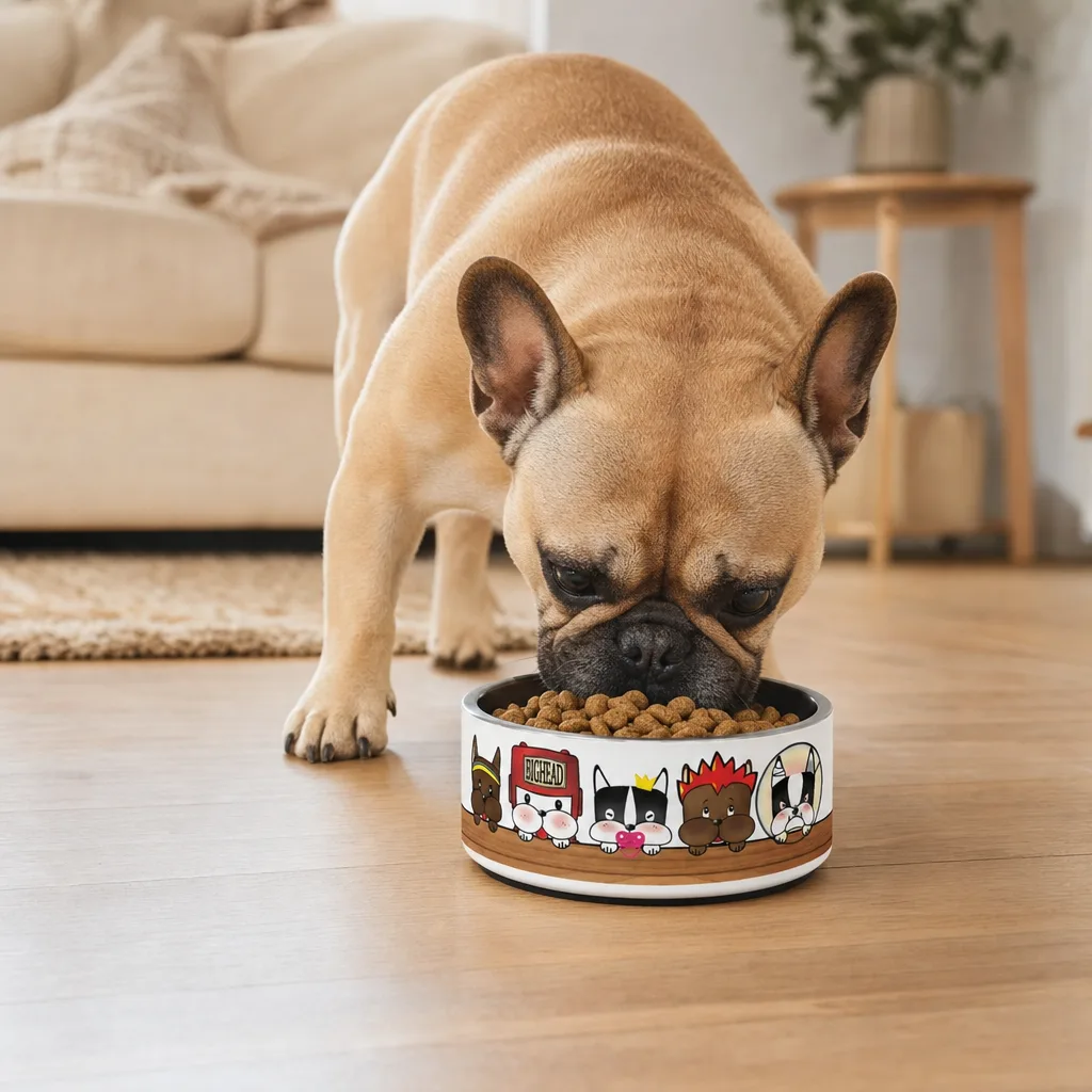 pardon my frenchie pet bowl stainless steel dog and cat bowl character design