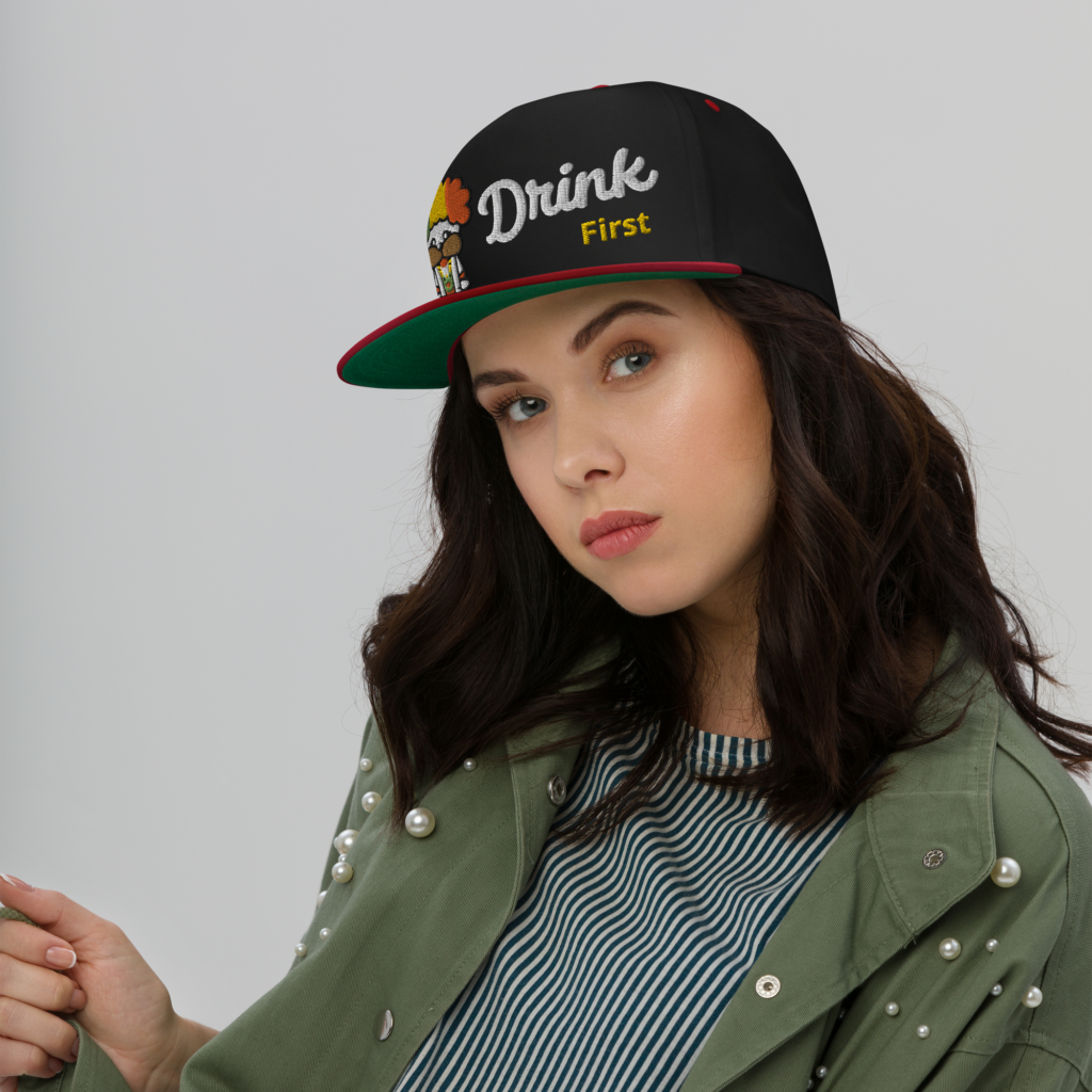 snax don flat bill cap drink first talk later embroidered cartoon hat streetwear style