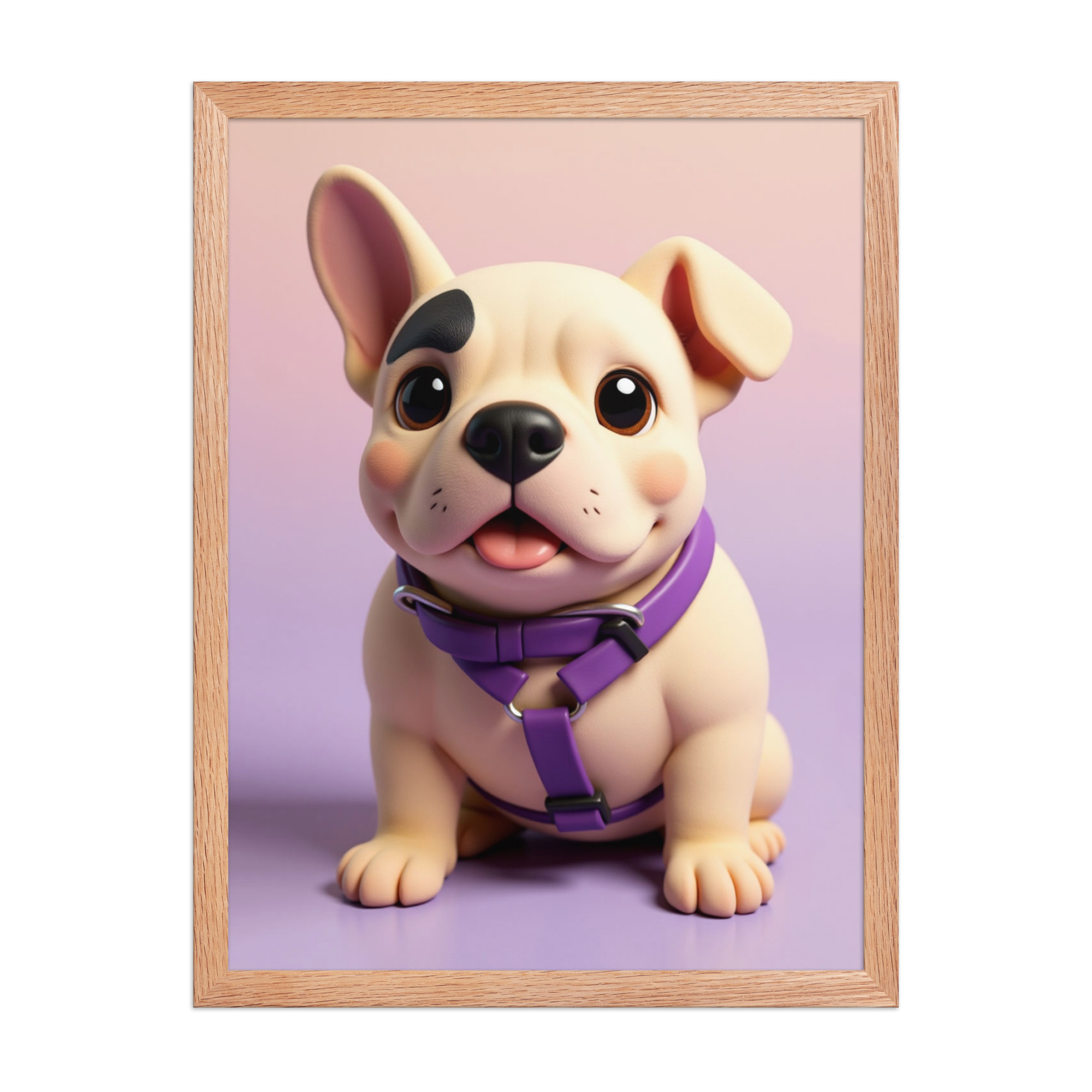 3d-cartoon-pet-portrait-RedOak-framed