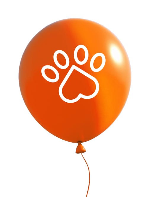 orange balloon with paw