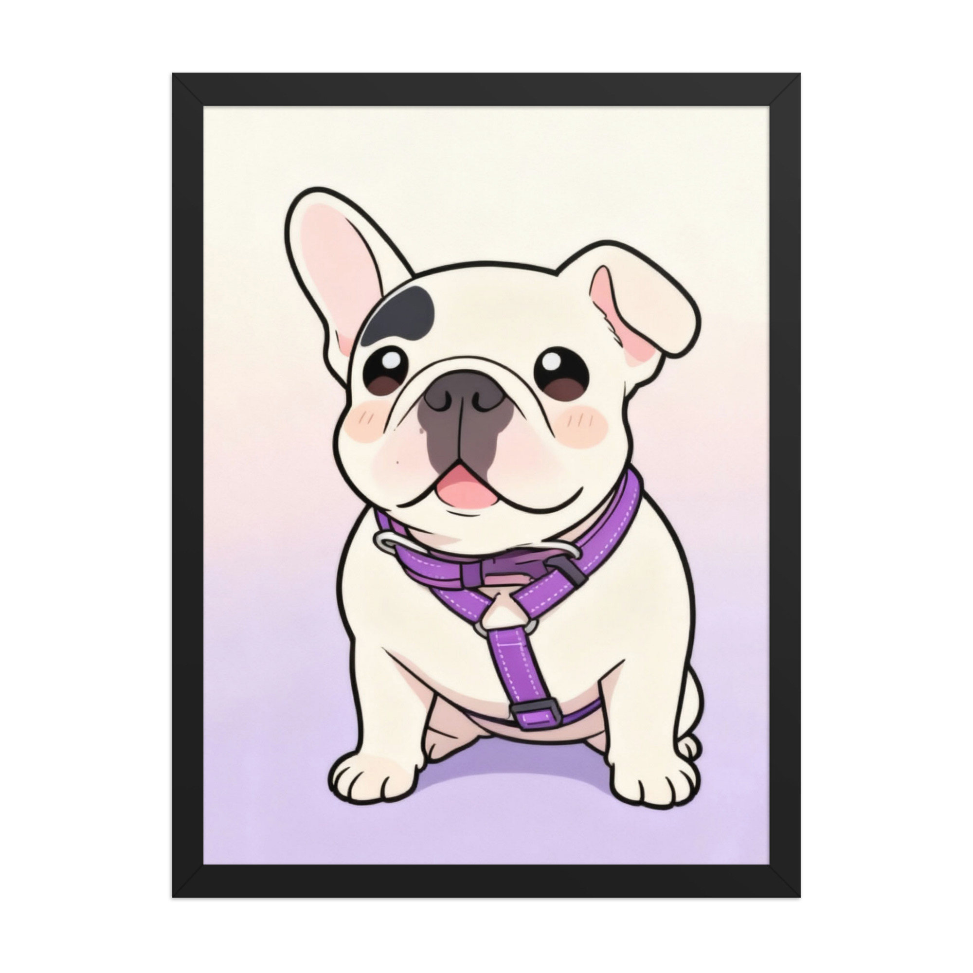 custom-kawaii-cartoon-french-bulldog-pet-portrait-black-framed