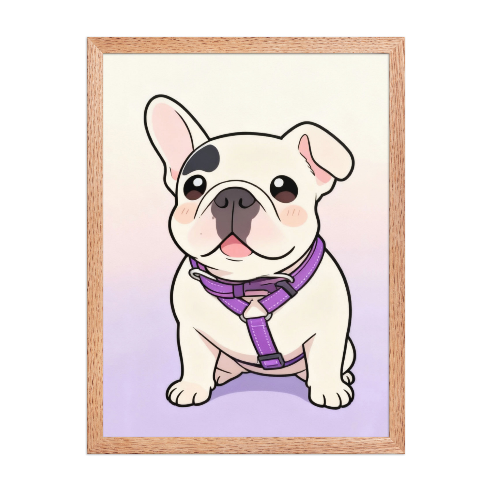 custom-kawaii-cartoon-french-bulldog-pet-portrait-redoak-framed