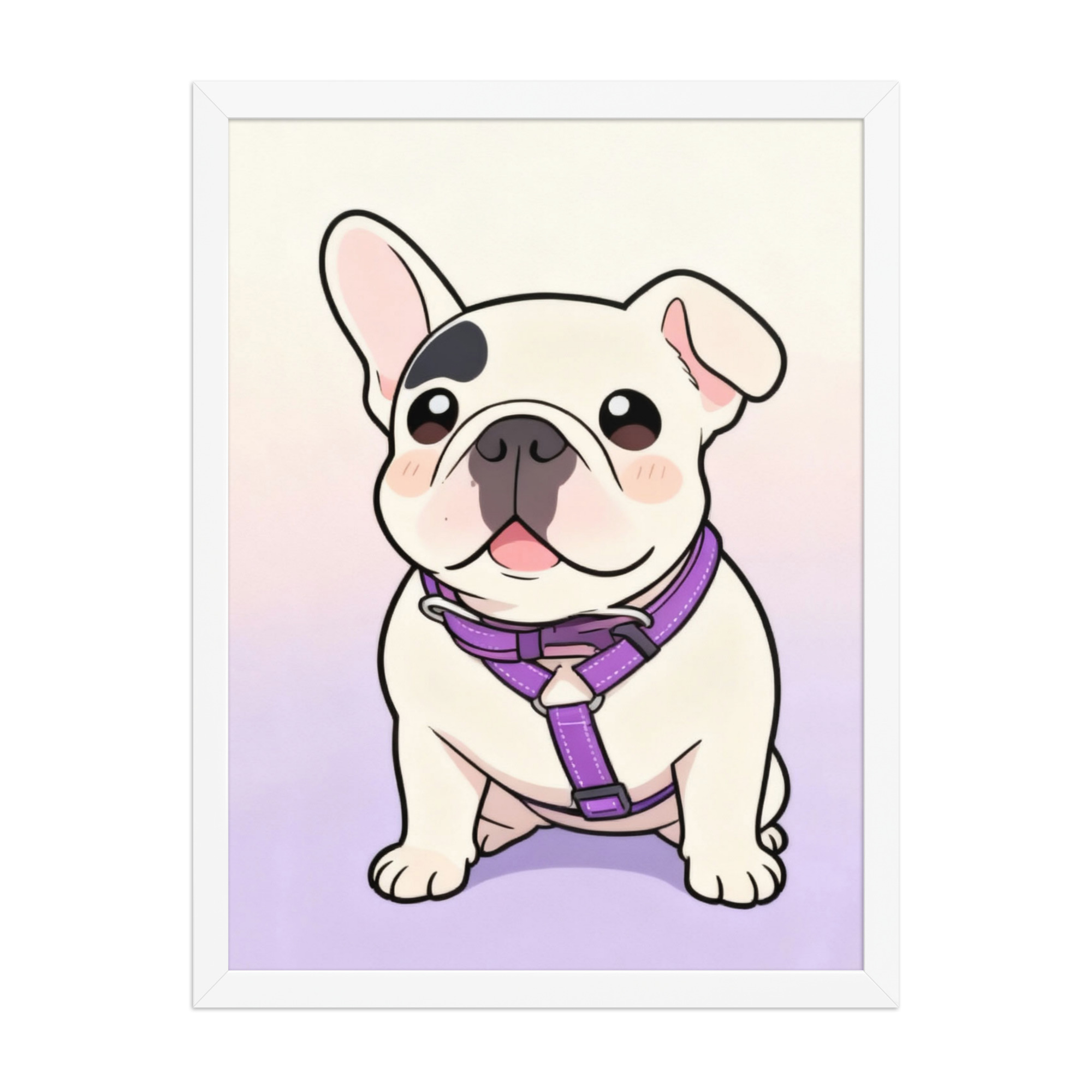 custom-kawaii-cartoon-french-bulldog-pet-portrait-white-framed