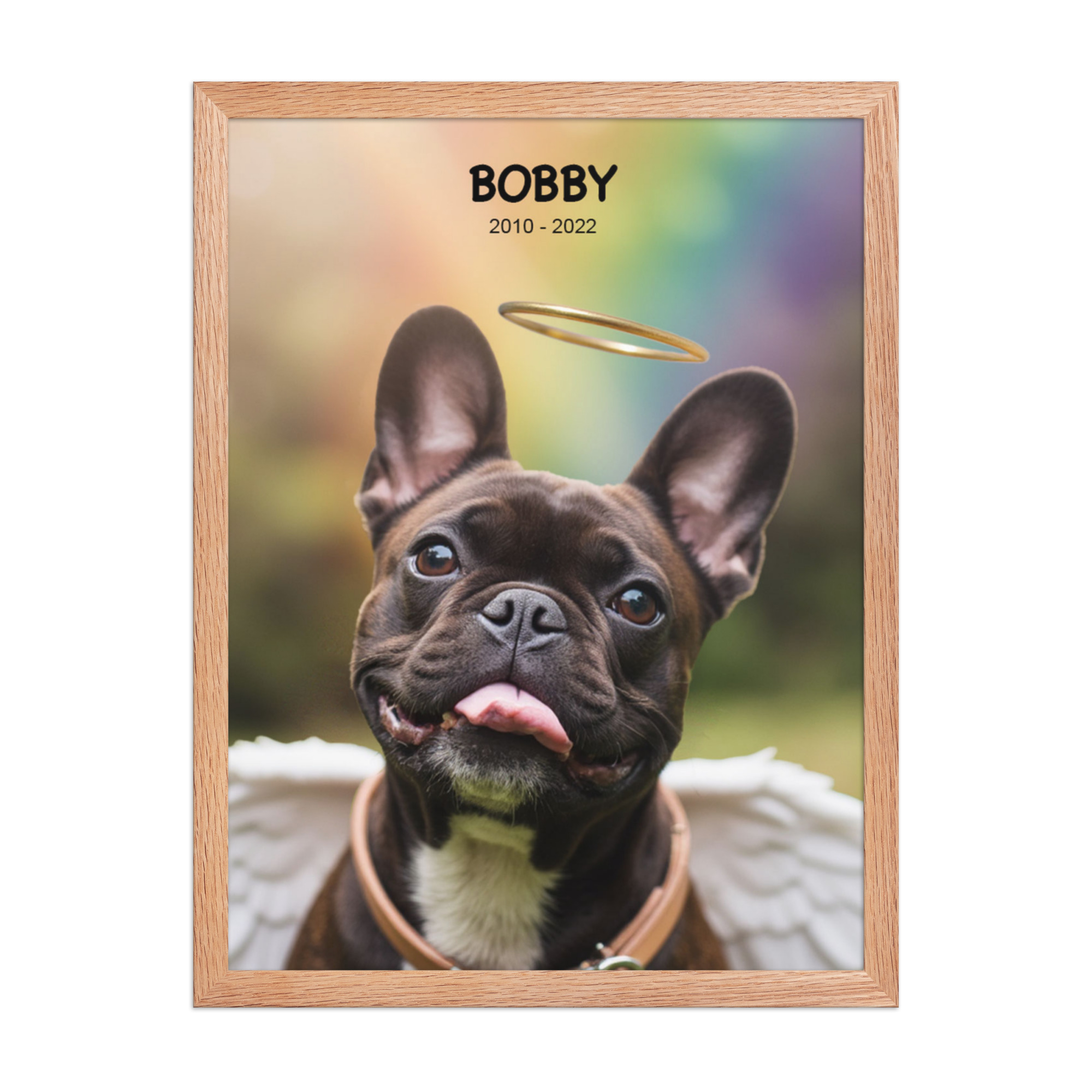 custom-pet-memorial-portrait-rainbow-park-redoak-framed