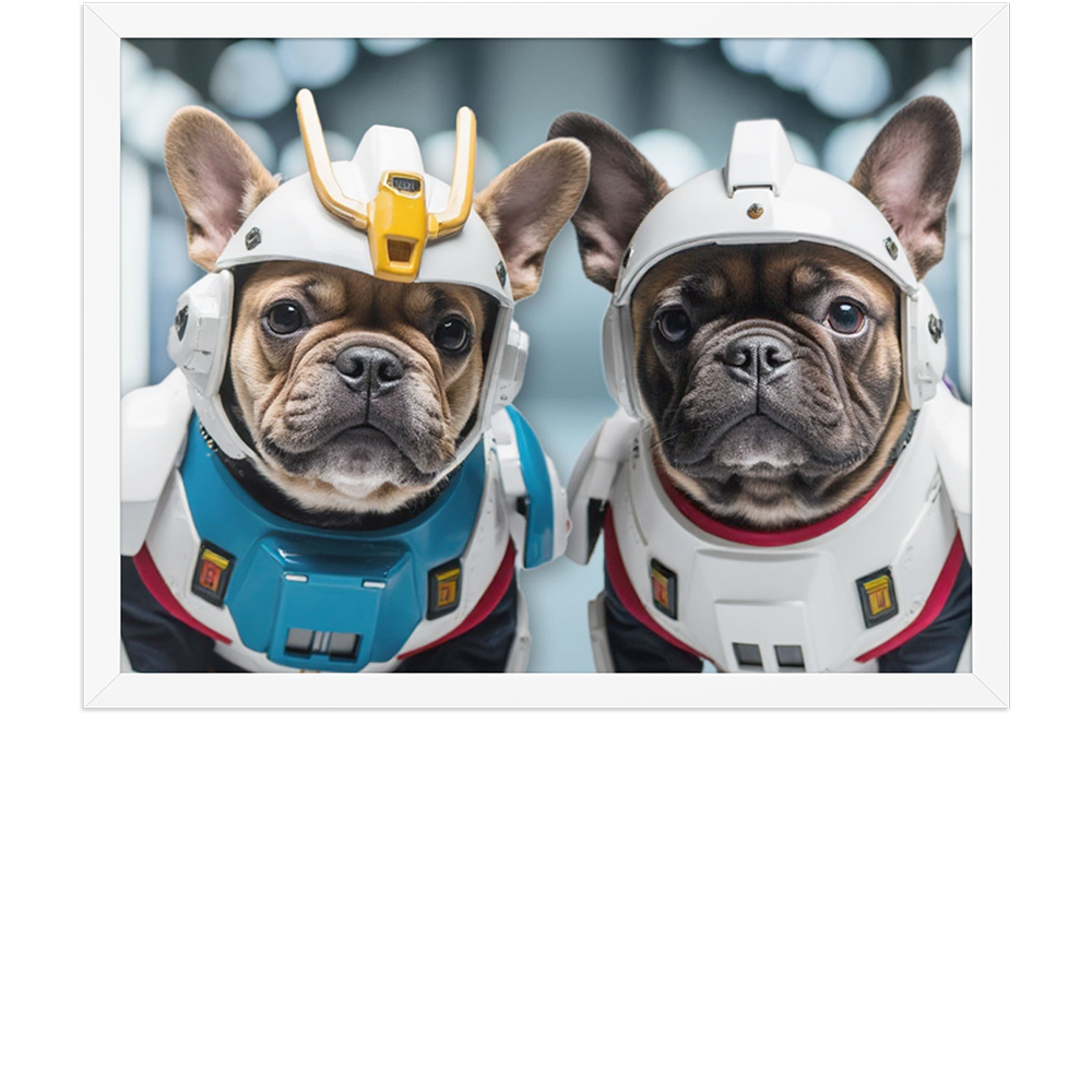 digital-gundam-pet-portrait-2-pets-white-framed