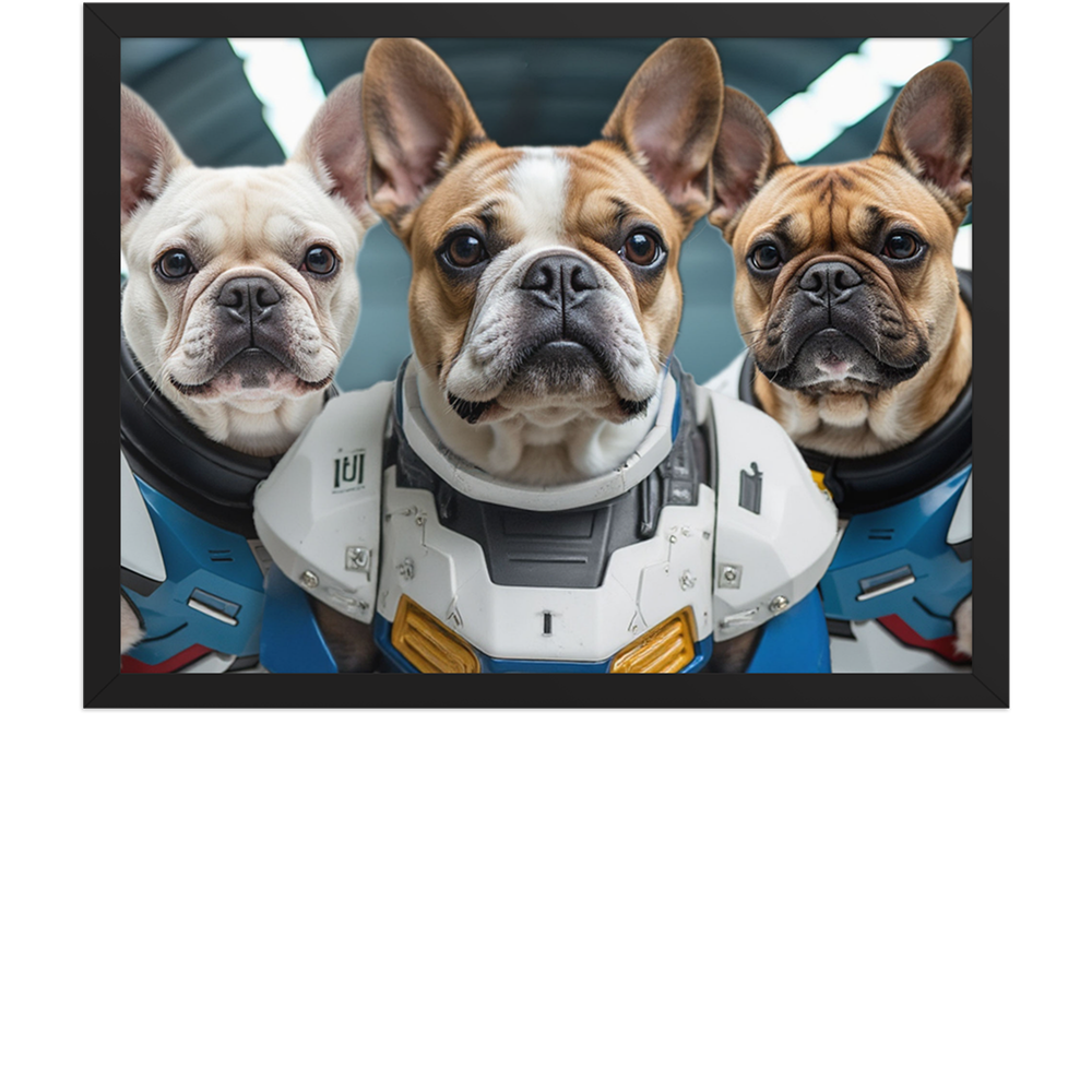 digital-gundam-pet-portrait-3-pets-black-framed
