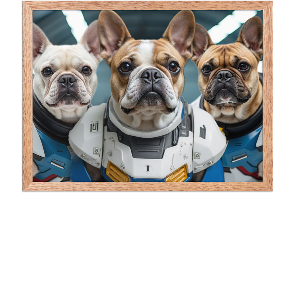 digital-gundam-pet-portrait-3-pets-redoak-framed