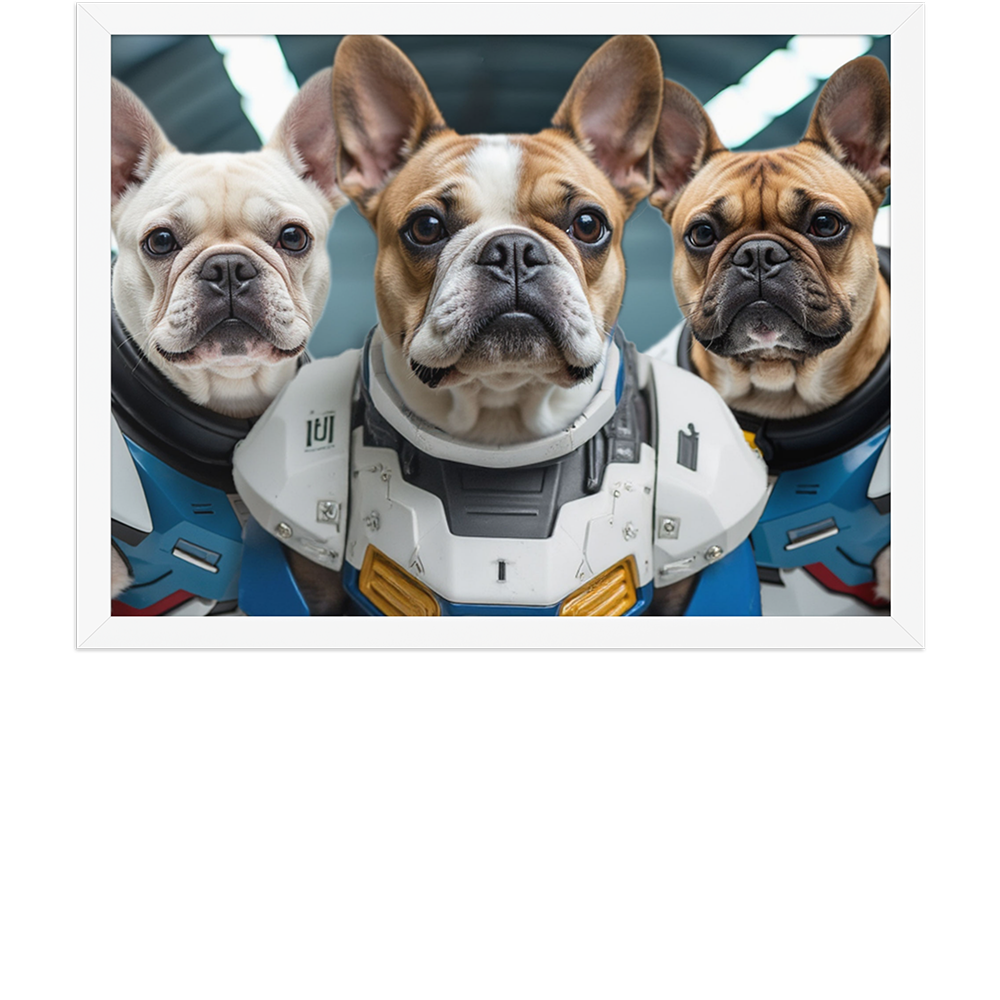digital-gundam-pet-portrait-3-pets-white-framed
