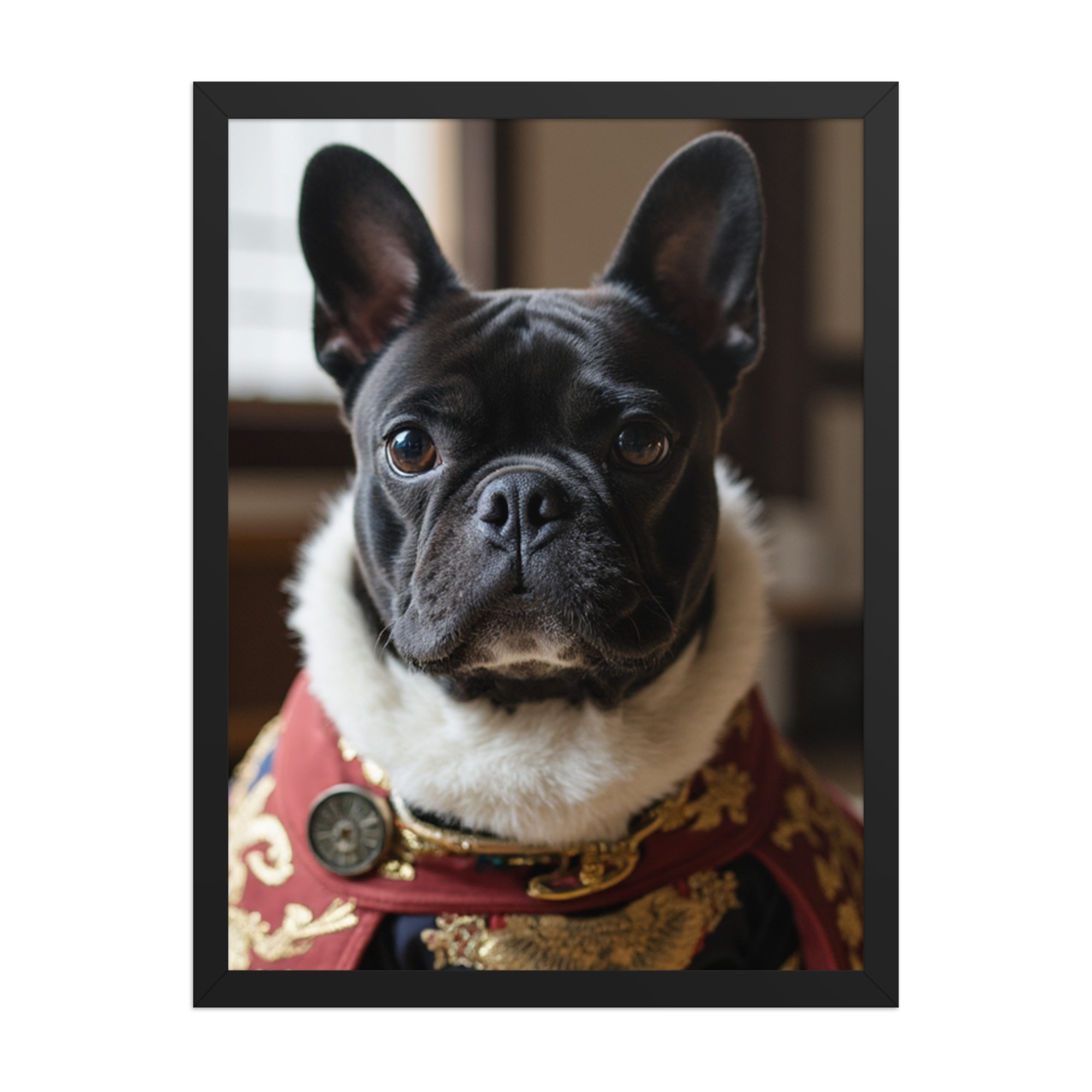 digital-japanese-royal-pet-portrait-french-bulldog-black-framed