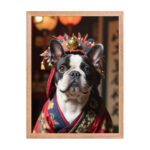 digital-kabuki-pet-portrait-french-bulldog-redoak-framed