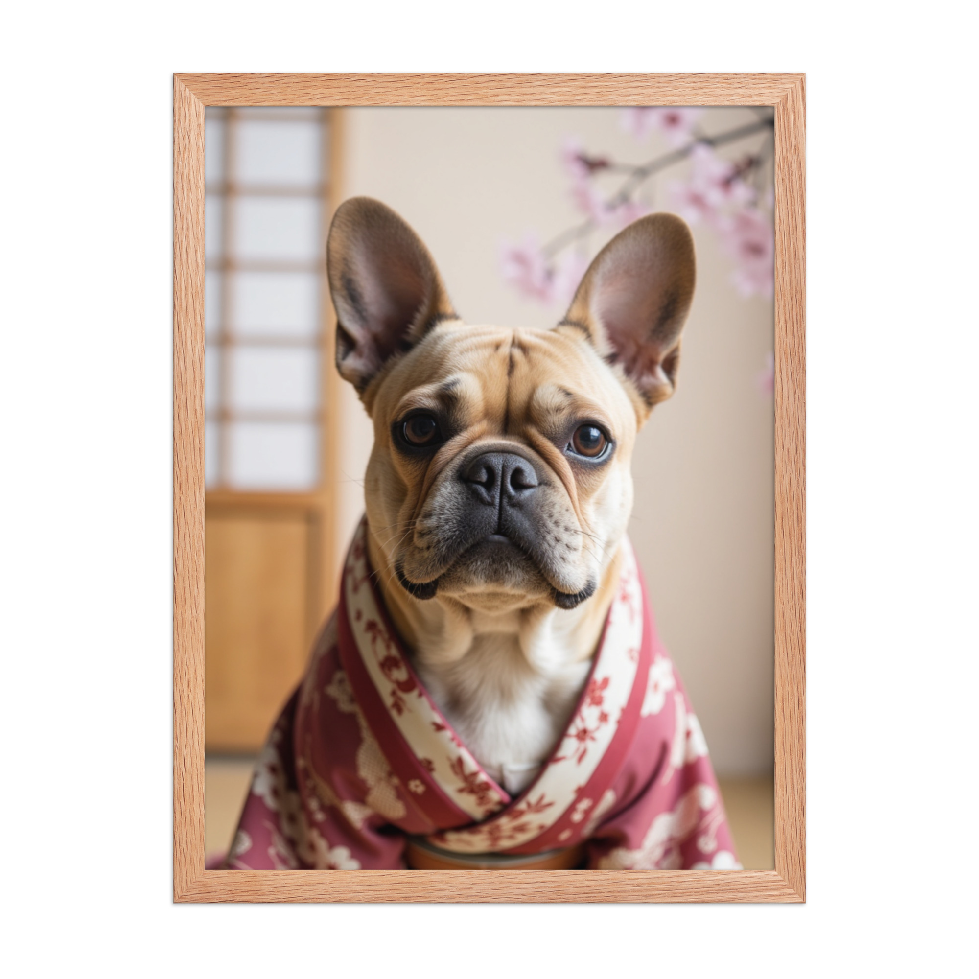 digital-kimono-female-pet-portrait-french-bulldog-redoak-framed