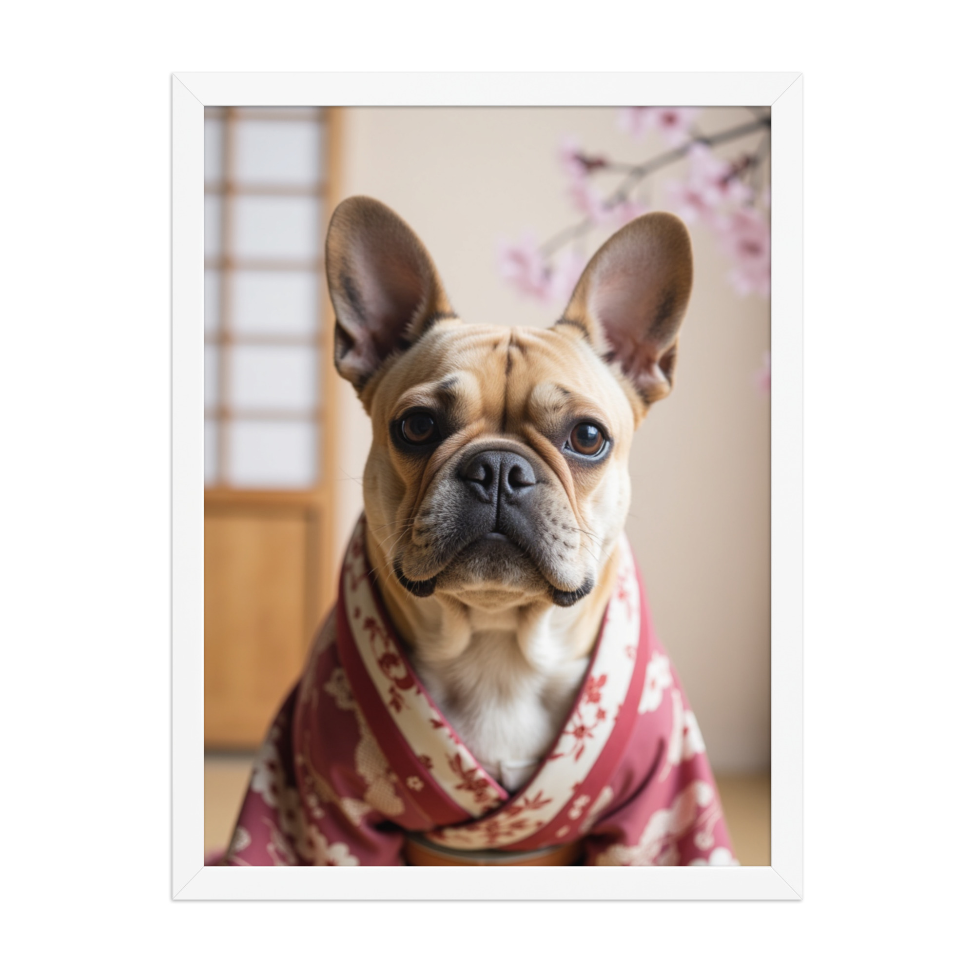 digital-kimono-female-pet-portrait-french-bulldog-white-framed