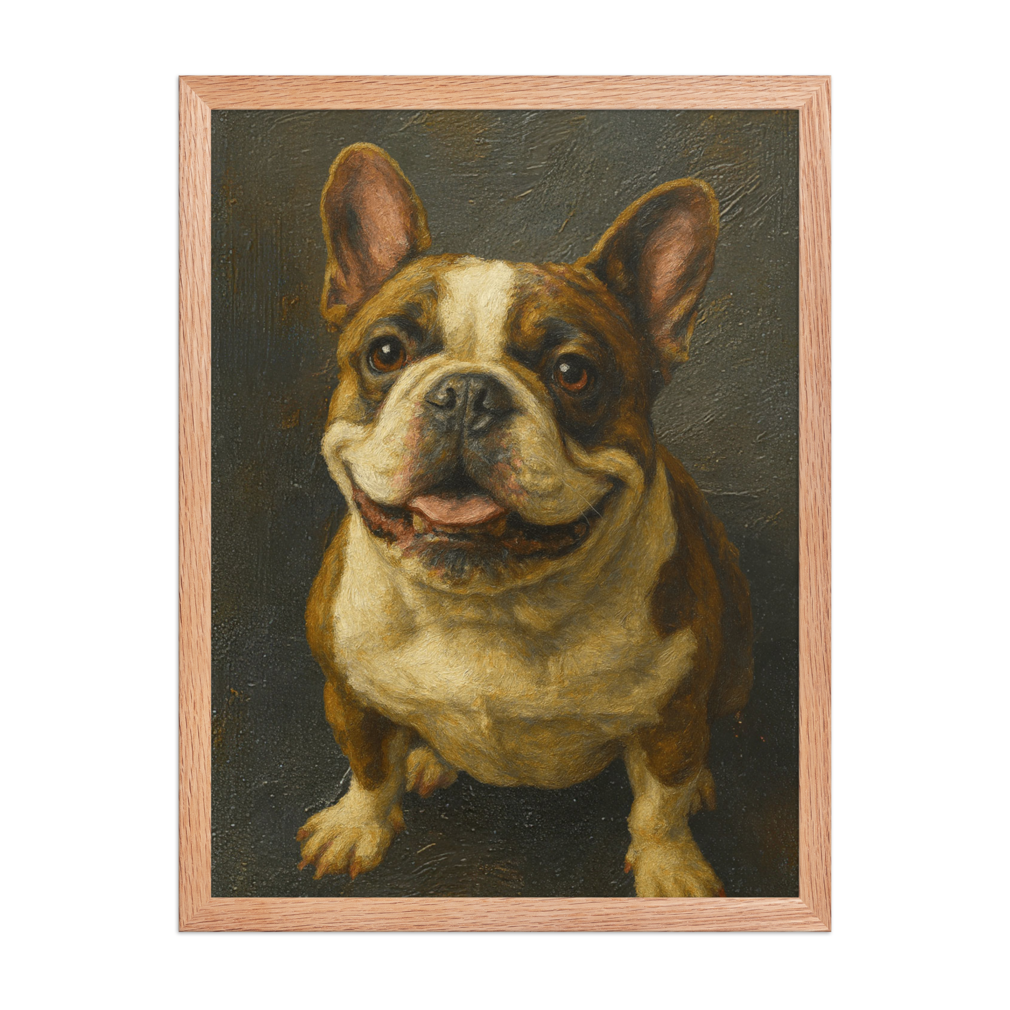digital-oil-painting-pet-portrait-french-bulldog-RedOak-Framed