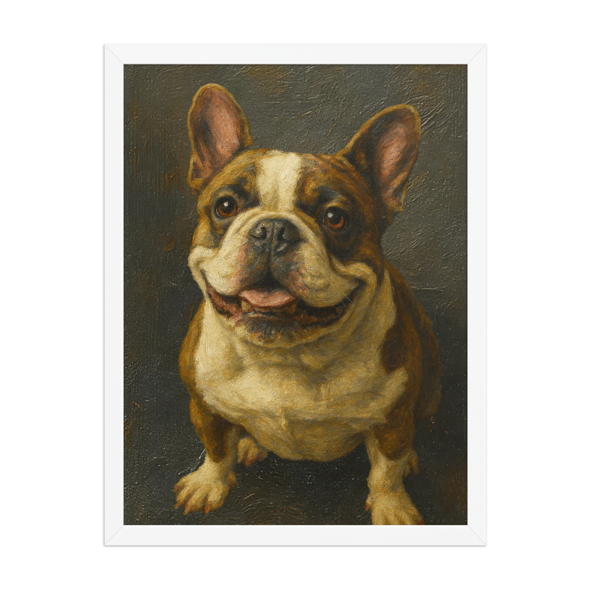 digital-oil-painting-pet-portrait-french-bulldog-White-Framed
