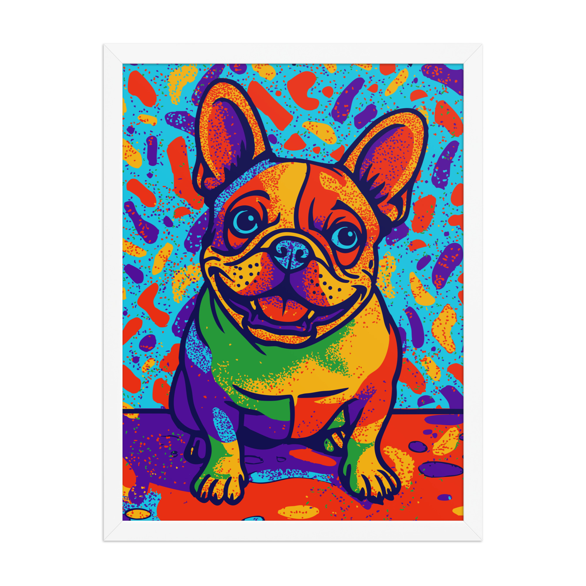 digital-pop-art-pet-portrait-french-bulldog-white-framed
