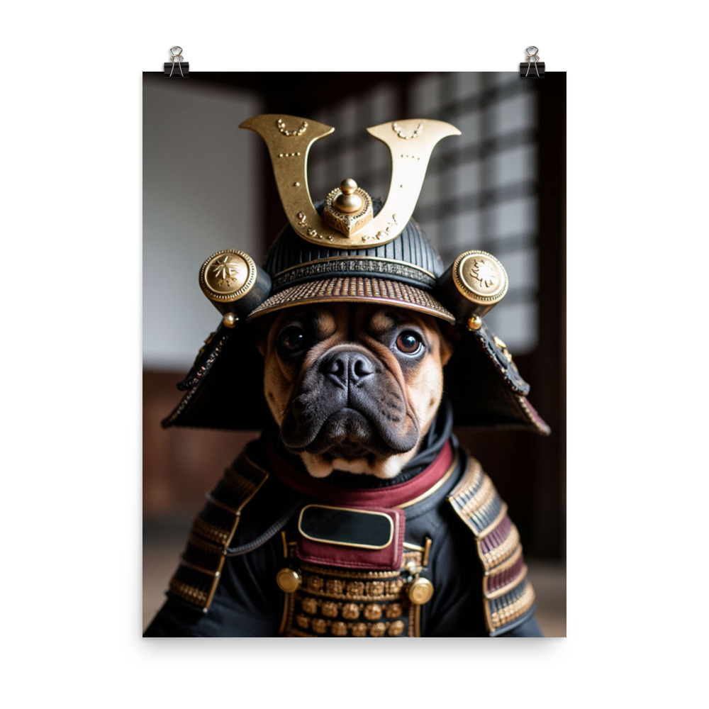 digital-samurai-pet-portrait-french-bulldog-poster