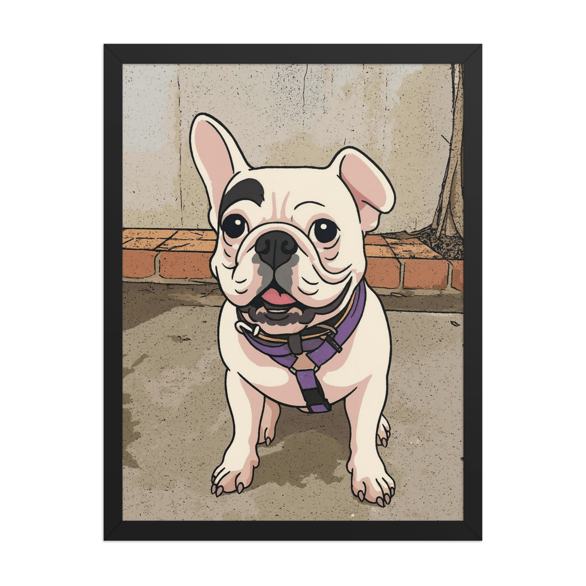 semi-realistic-cartoon-pet-portrait-black-framed