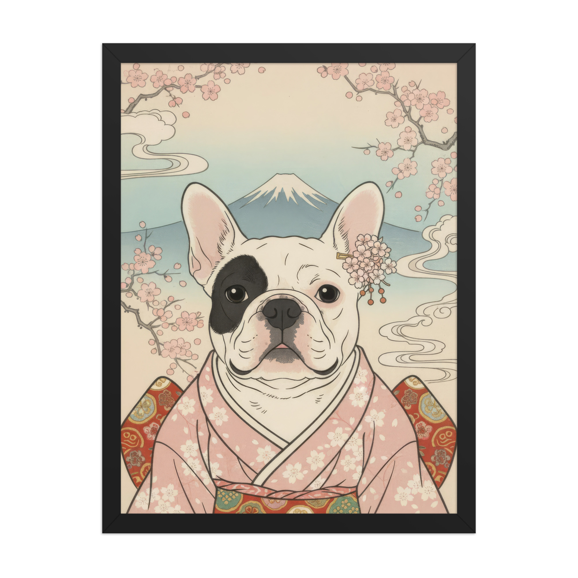 spring-female-japanese-semi-realistic-pet-portrait-black-framed