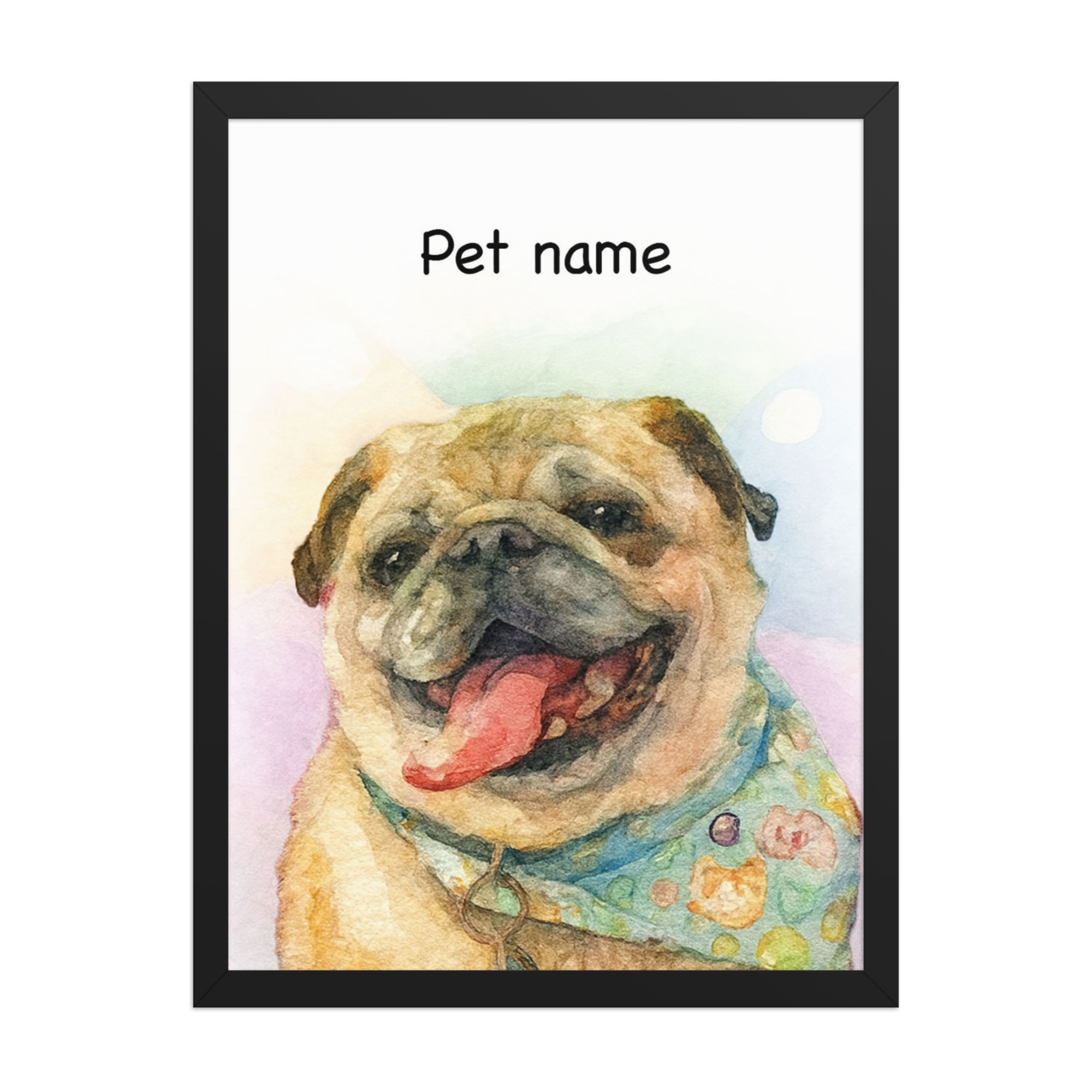 watercolor-pet-portrait-name-black-framed