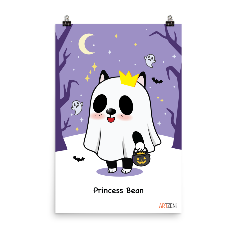 custom-pet-cartoon-portrait-Frenchie-Halloween-artzen-studios_Poster