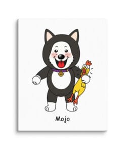 custom pet cartoon character portrait no background dog illustration canvas8x10