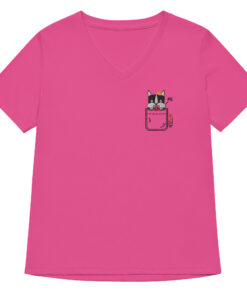 Princess Bean Embroidered Graphic Tee womens v neck t shirt with princess bean embroidery front and pardon my frenchie back print berry frontside