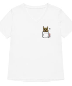Bounce Chub Embroidered Graphic Tee womens v neck t shirt with Bounce Chub embroidery front and pardon my frenchie back print white frontside