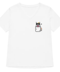 Princess Bean Embroidered Graphic Tee womens v neck t shirt with princess bean embroidery front and pardon my frenchie back print white frontside
