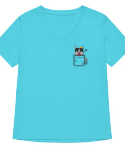 Princess Bean Embroidered Graphic Tee womens v neck t shirt with princess bean embroidery front and pardon my frenchie back print turquoise frontside